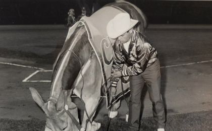 Prior to A's games in 1968 to 1975 Charlie O would ride around the warning track a with an eventual bow to fans. Finley Family photo