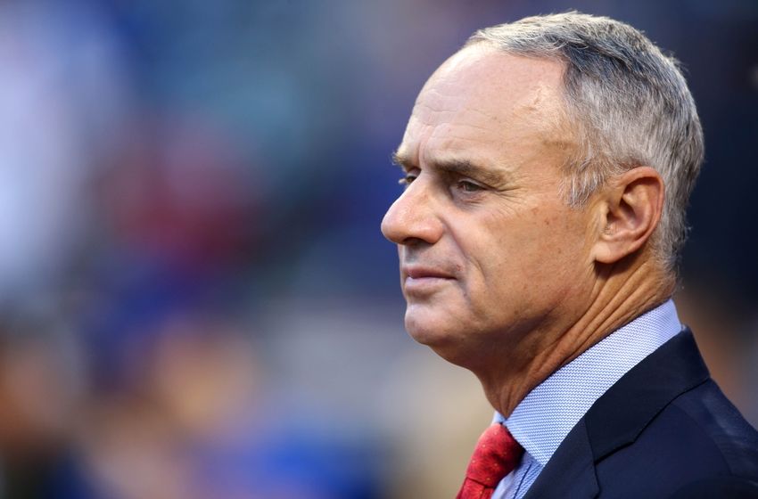 Nov 2, 2016; Cleveland, OH, USA; MLB commissioner Rob Manfred before game seven of the 2016 World Series between the Chicago Cubs and the Cleveland Indians at Progressive Field. Mandatory Credit: Charles LeClaire-USA TODAY Sports
