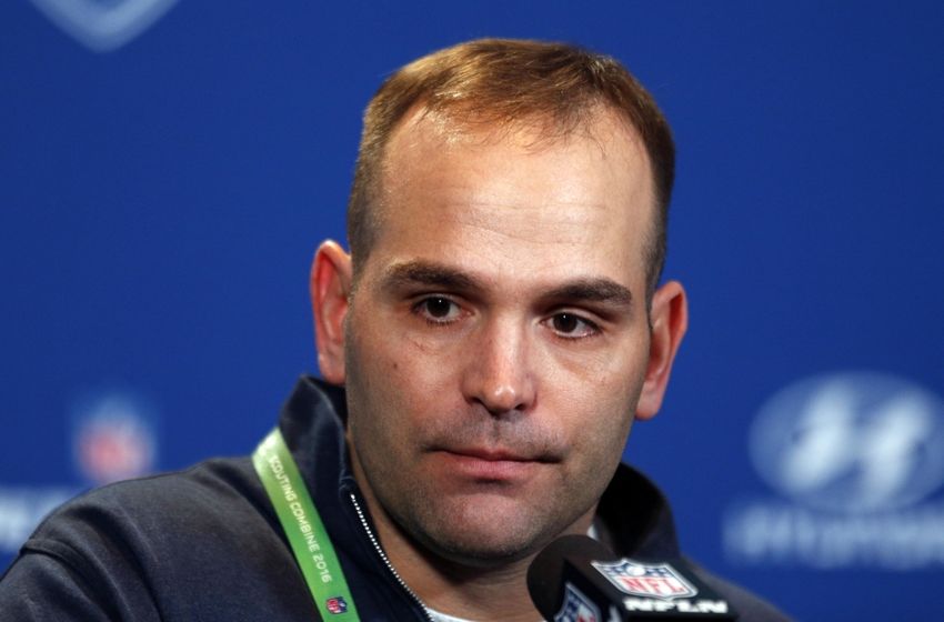 Feb 25, 2016; Indianapolis, IN, USA; Jacksonville Jaguars general manager David Caldwell speaks to the media during the 2016 NFL Scouting Combine at Lucas Oil Stadium. Mandatory Credit: Brian Spurlock-USA TODAY Sports