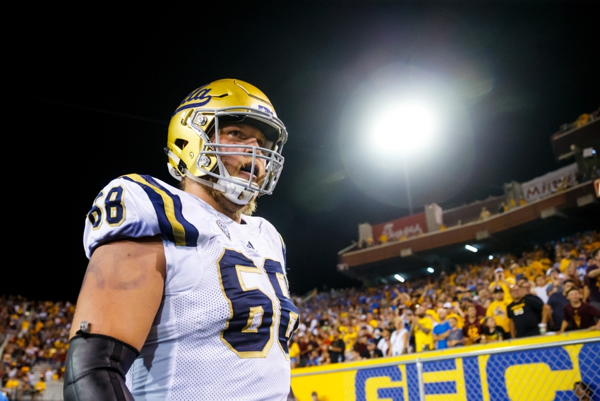 UCLA Bruins offensive lineman Conor McDermott against the Arizona State Sun Devils at Sun Devil Stadium. The Sun Devils defeated the Bruins 23-20.