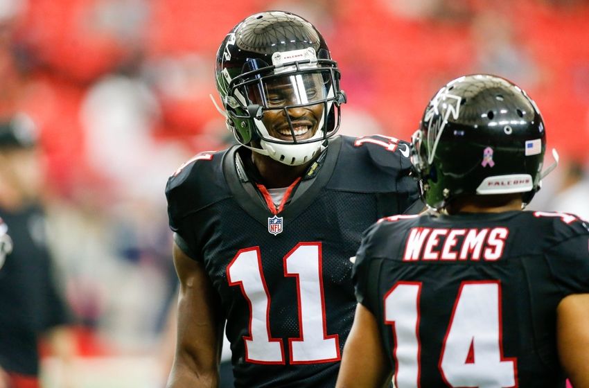 Oct 23, 2016; Atlanta, GA, USA; Atlanta Falcons wide receiver Julio Jones (11) prepares for a game against the San Diego Chargers at the Georgia Dome. Mandatory Credit: Brett Davis-USA TODAY Sports