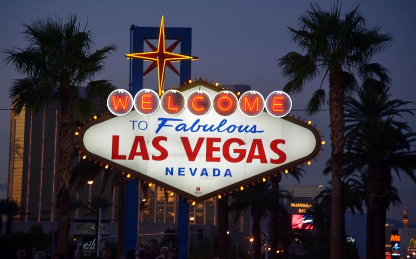 Oct 13, 2015; Las Vegas, NV, USA; General view of the Welcome to Fabulous Las Vegas sign at Las Vegas Blvd on the Las Vegas strip before the NBA preseason game between the Sacramento Kings and the Los Angeles Lakers. Mandatory Credit: Kirby Lee-USA TODAY Sports