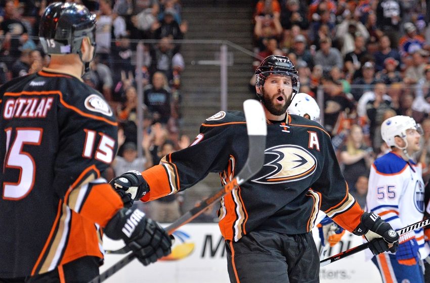NHL Power Rankings: Anaheim Ducks center Ryan Kesler (17) celebrates with center Ryan Getzlaf (15) after scoring a goal against the Edmonton Oilers during the second period at Honda Center. Mandatory Credit: Jake Roth-USA TODAY Sports