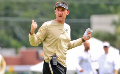 Jun 14, 2016; New Orleans, LA, USA; New Orleans Saints defensive coordinator Dennis Allen during the first day of minicamp sessions at the New Orleans Saints Training Facility. Mandatory Credit: Derick E. Hingle-USA TODAY Sports