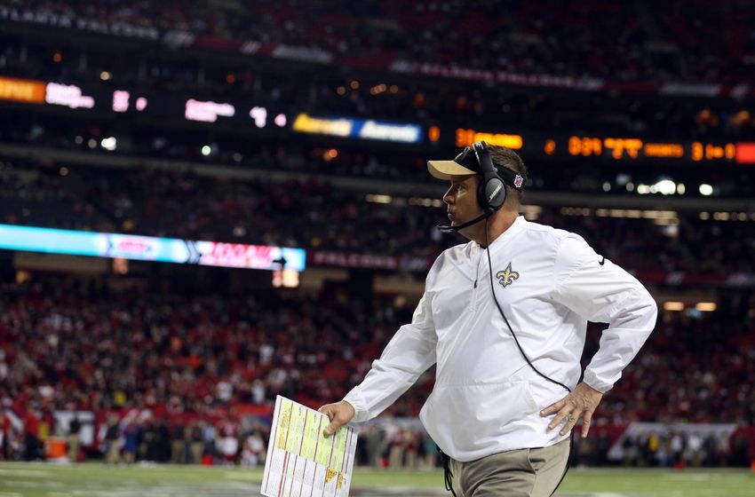Jan 1, 2017; Atlanta, GA, USA; New Orleans Saints head coach Sean Payton on the sideline in the third quarter of their game against the Atlanta Falcons at the Georgia Dome. The Falcons won 38-32. Mandatory Credit: Jason Getz-USA TODAY Sports