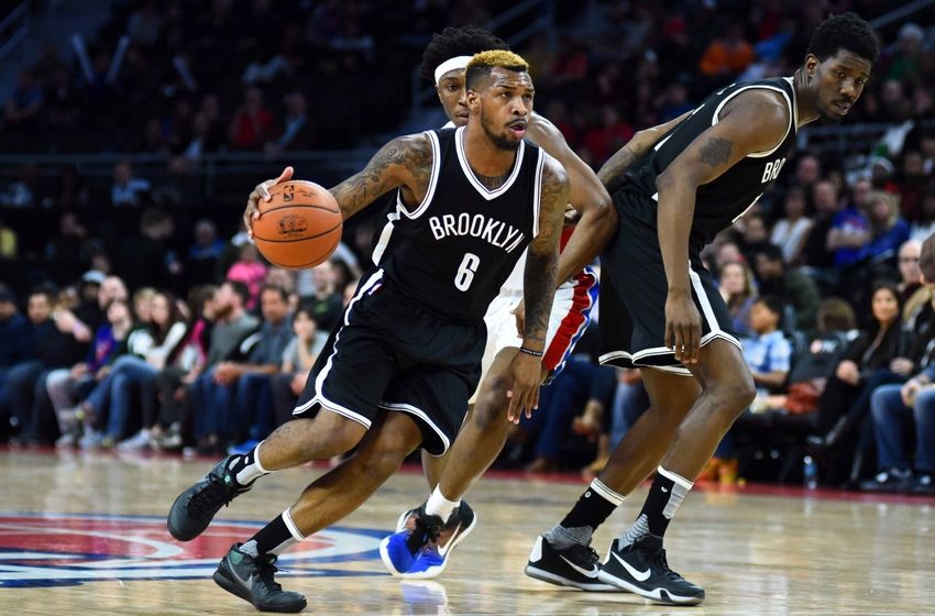Mar 19, 2016; Auburn Hills, MI, USA; Brooklyn Nets guard Sean Kilpatrick (6) drives to the basket during the fourth quarter against the Detroit Pistons at The Palace of Auburn Hills. Mandatory Credit: Tim Fuller-USA TODAY Sports