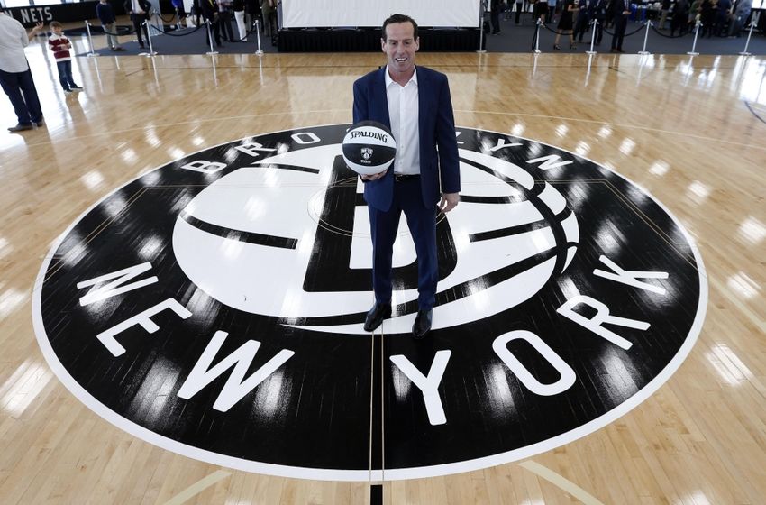 May 16, 2016; Brooklyn, NY, USA; Brooklyn Nets introduce new head coach Kenny Atkinson at HSS Training Center. Mandatory Credit: Noah K. Murray-USA TODAY Sports