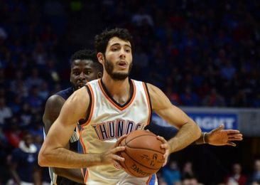 Oct 13, 2016; Tulsa, OK, USA; Oklahoma City Thunder guard Alex Abrines (8) drives to the basket against the Memphis Grizzlies during the third quarter at BOK Center. Mandatory Credit: Mark D. Smith-USA TODAY Sports