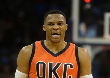 Dec 4, 2016; Oklahoma City, OK, USA; Oklahoma City Thunder guard Russell Westbrook (0) reacts after a play against the New Orleans Pelicans during the second quarter at Chesapeake Energy Arena. Mandatory Credit: Mark D. Smith-USA TODAY Sports