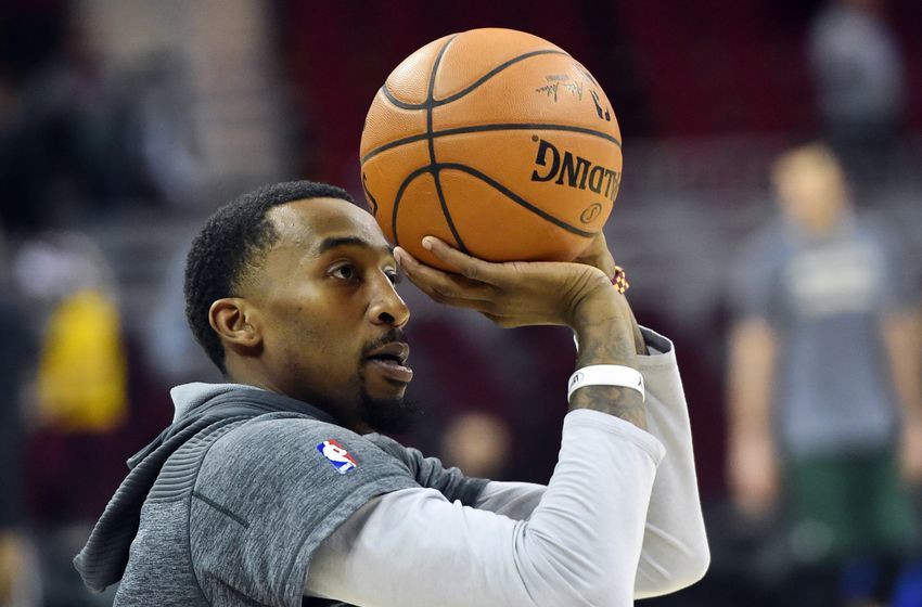 Dec 21, 2016; Cleveland, OH, USA; Cleveland Cavaliers guard Jordan McRae (12) warms up before the game between the Cleveland Cavaliers and the Milwaukee Bucks at Quicken Loans Arena. Mandatory Credit: Ken Blaze-USA TODAY Sports