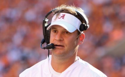 Oct 15, 2016; Knoxville, TN, USA; Alabama Crimson Tide offensive coordinator Lane Kiffin looks on during the first half against the Tennessee Volunteers at Neyland Stadium. Mandatory Credit: Randy Sartin-USA TODAY Sports