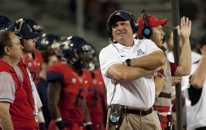 Oct 29, 2016; Tucson, AZ, USA; Arizona Wildcats head coach Rich Rodriguez stands on the sideline during the fourth quarter against the Stanford Cardinal at Arizona Stadium. Stanford won 34-10. Mandatory Credit: Casey Sapio-USA TODAY Sports