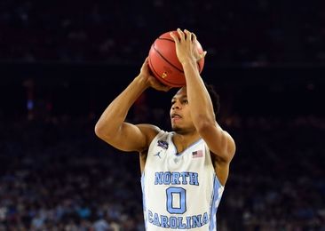 Apr 4, 2016; Houston, TX, USA; North Carolina Tar Heels guard Nate Britt (0) shoots the ball during the first half against the Villanova Wildcats in the championship game of the 2016 NCAA Men