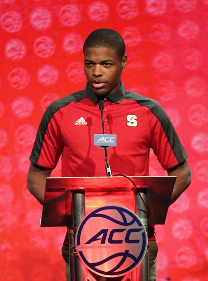 Oct 26, 2016; Charlotte, NC, USA; Dennis Smith, Jr. of the North Carolina State Wolfpack speaks to the media during ACC Operation Basketball at The Ritz-Carlton. Mandatory Credit: Jim Dedmon-USA TODAY Sports