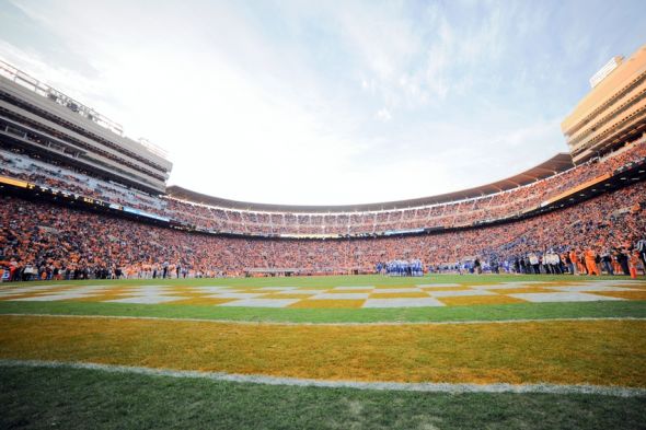 Nov 15, 2014; Knoxville, TN, USA; General view of Neyland Stadium during the first half of the game between the Tennessee Volunteers and the Kentucky Wildcats. Mandatory Credit: Randy Sartin-USA TODAY Sports