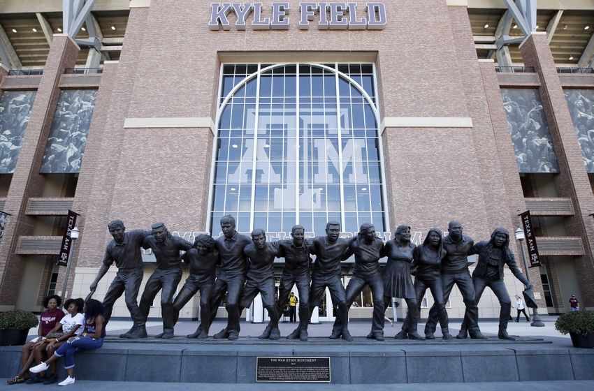 Oct 3, 2015; College Station, TX, USA; A general view of the Texas A&M University Aggies War Hymn Monument before the game between the Texas A&M Aggies and the Mississippi State Bulldogs at Kyle Field. Mandatory Credit: Soobum Im-USA TODAY Sports
