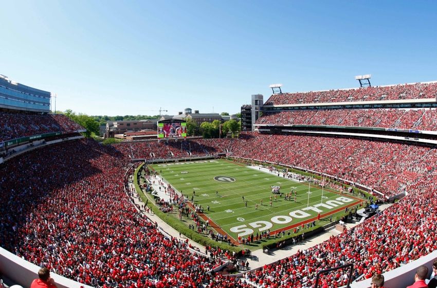 Apr 16, 2016; Athens, GA, USA; General view of Sanford Stadium during the first half of the Georgia Bulldogs Spring Game at Sanford Stadium. Mandatory Credit: Brett Davis-USA TODAY Sports
