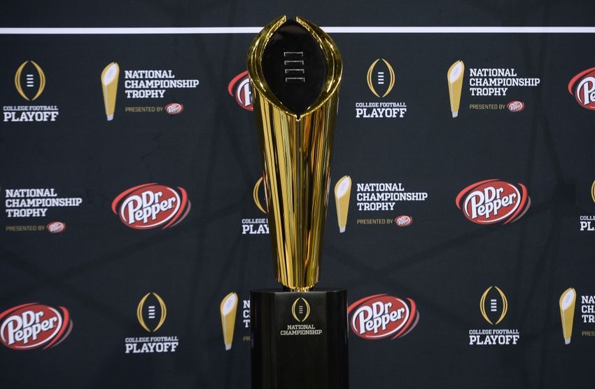 Jan 9, 2016; Phoenix, AZ, USA; General view of the college football playoff trophy during media day at Phoenix Convention Center. Mandatory Credit: Joe Camporeale-USA TODAY Sports