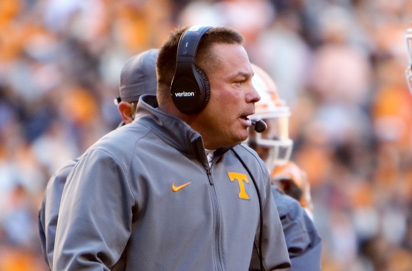 Nov 19, 2016; Knoxville, TN, USA; Tennessee Volunteers head coach Butch Jones during the first quarter against the Missouri Tigers at Neyland Stadium. Mandatory Credit: Randy Sartin-USA TODAY Sports