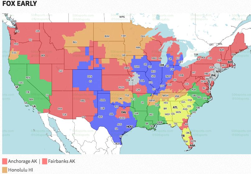 NFL Week 1 Broadcast map