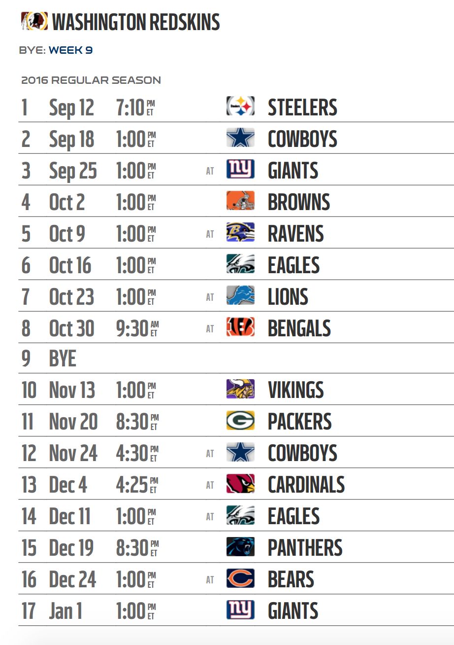 Redskins Home Schedule 2025