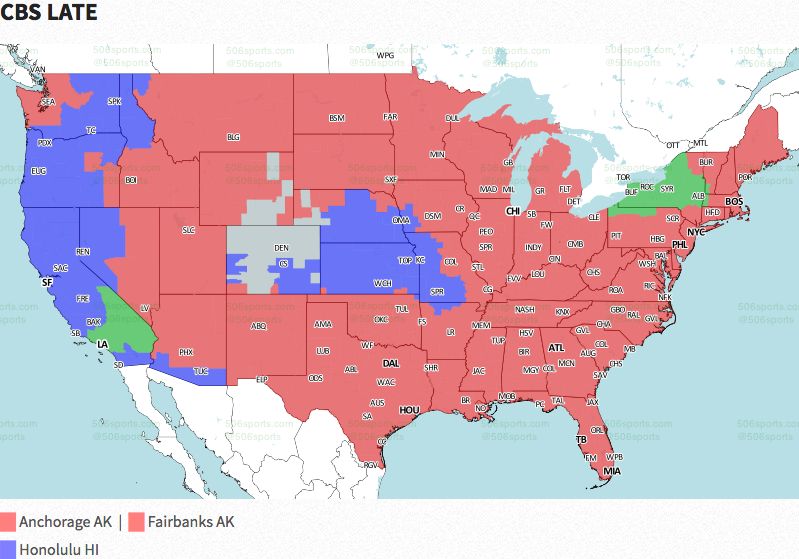 NFL coverage map 2016: TV schedule Week 5