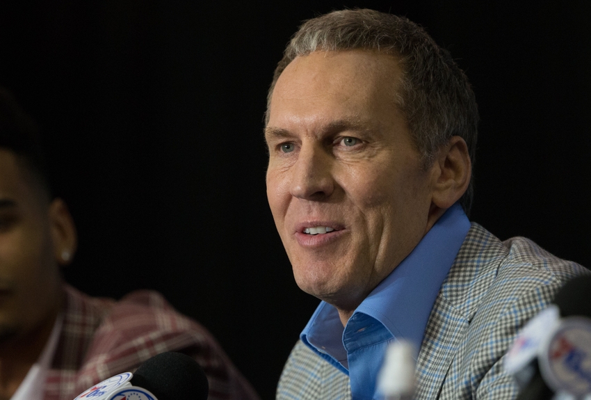 Jun 24, 2016; Philadelphia, PA, USA; Philadelphia 76ers President of Basketball Operations Bryan Colangelo during an introduction press conference at the Philadelphia College Of Osteopathic Medicine. Mandatory Credit: Bill Streicher-USA TODAY Sports
