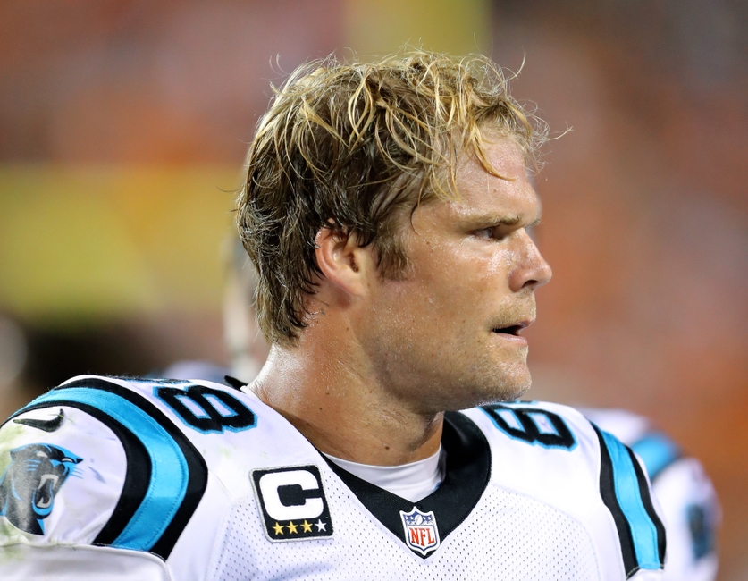Sep 8, 2016; Denver, CO, USA; Carolina Panthers tight end Greg Olsen (88) against the Denver Broncos at Sports Authority Field at Mile High. The Broncos defeated the Panthers 21-20. Mandatory Credit: Mark J. Rebilas-USA TODAY Sports
