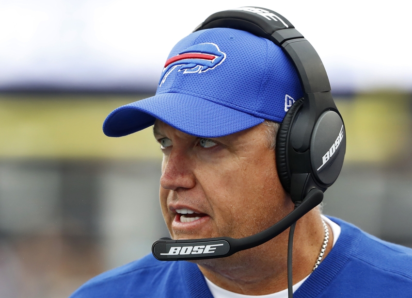 Oct 2, 2016; Foxborough, MA, USA; Buffalo Bills head coach Rex Ryan looks on during the first half against the New England Patriots at Gillette Stadium. Mandatory Credit: Winslow Townson-USA TODAY Sports
