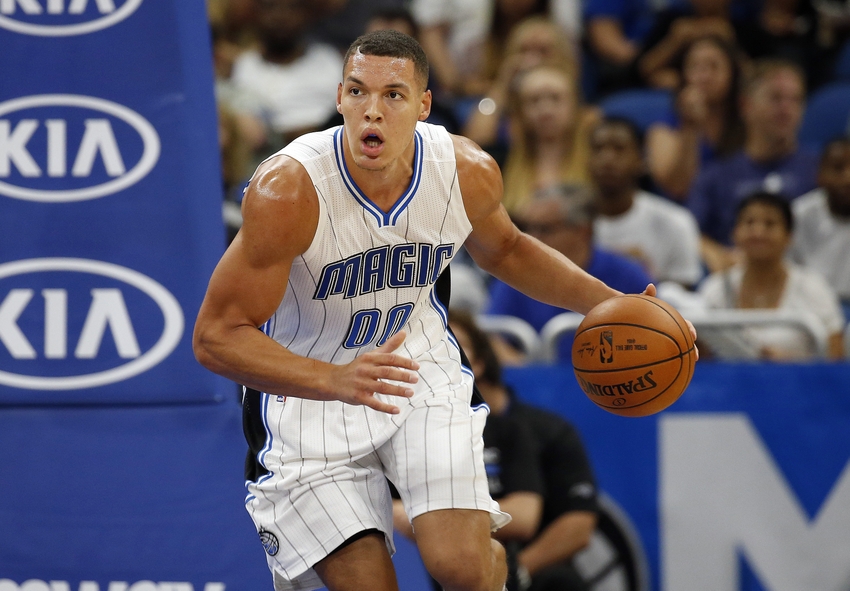 Oct 14, 2016; Orlando, FL, USA; Orlando Magic forward Aaron Gordon (00) drives to the basket against the Indiana Pacers during the second half at Amway Center. Orlando Magic defeated the Indiana Pacers 114-106. Mandatory Credit: Kim Klement-USA TODAY Sports