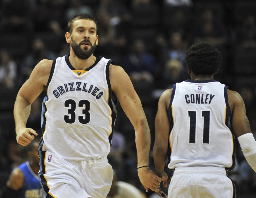 Both Memphis Grizzlies center Marc Gasol (33) and guard Mike Conley (11) are in my FanDuel daily picks lineup for the day. Mandatory Credit: Justin Ford-USA TODAY Sports