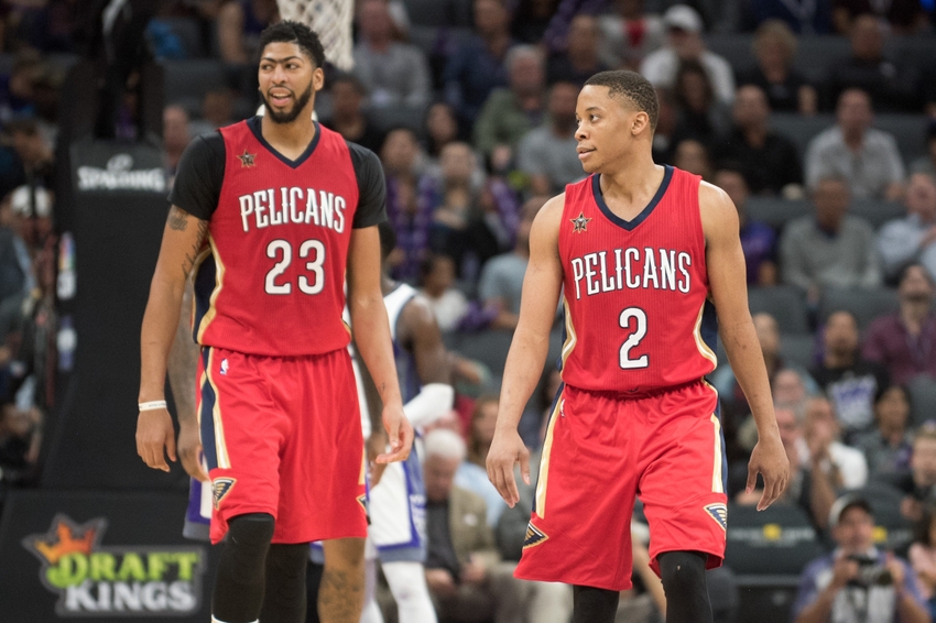 Both Anthony Davis (23) and guard Tim Frazier (2) are in my FanDuel daily picks lineup as they go for their first win of the season in Milwaukee tonight. Mandatory Credit: Ed Szczepanski-USA TODAY Sports