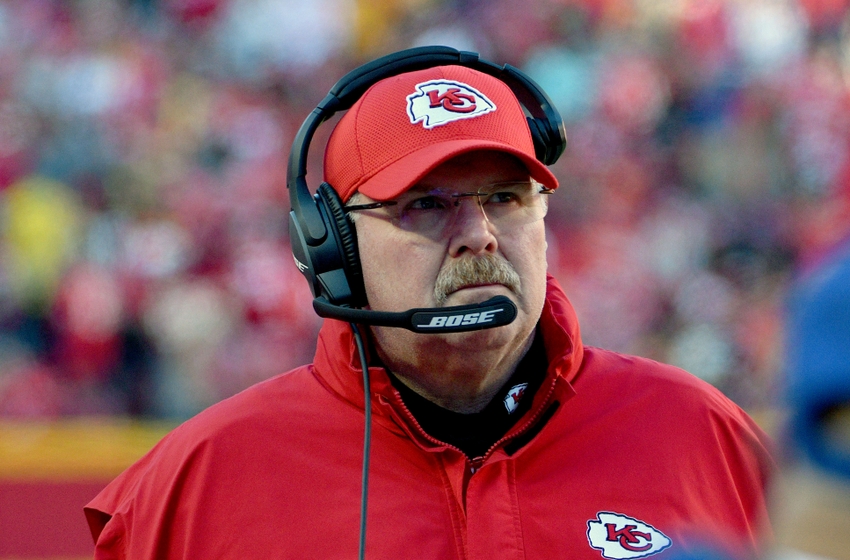 Nov 20, 2016; Kansas City, MO, USA; Kansas City Chiefs head coach Andy Reid watches play on the sidelines during the second half against the Tampa Bay Buccaneers at Arrowhead Stadium. Tampa Bay won 19-17. Mandatory Credit: Denny Medley-USA TODAY Sports