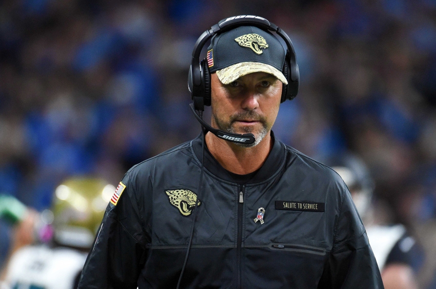 Nov 20, 2016; Detroit, MI, USA; Jacksonville Jaguars head coach Gus Bradley second half against the Detroit Lions at Ford Field. Mandatory Credit: Tim Fuller-USA TODAY Sports