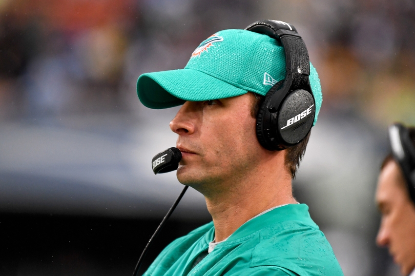 Nov 20, 2016; Los Angeles, CA, USA; Miami Dolphins head coach Adam Gase during the second half of a NFL football game against the Los Angeles Rams at Los Angeles Memorial Coliseum. Mandatory Credit: Kirby Lee-USA TODAY Sports