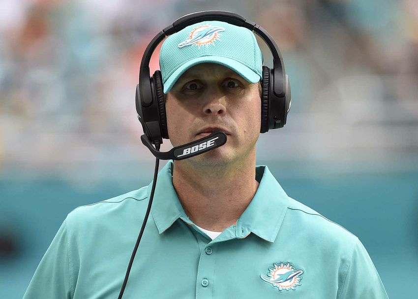 Oct 16, 2016; Miami Gardens, FL, USA; Miami Dolphins head coach Adam Gase looks on during the second half against the Pittsburgh Steelers at Hard Rock Stadium. The Dolphins won 30-15. Mandatory Credit: Steve Mitchell-USA TODAY Sports