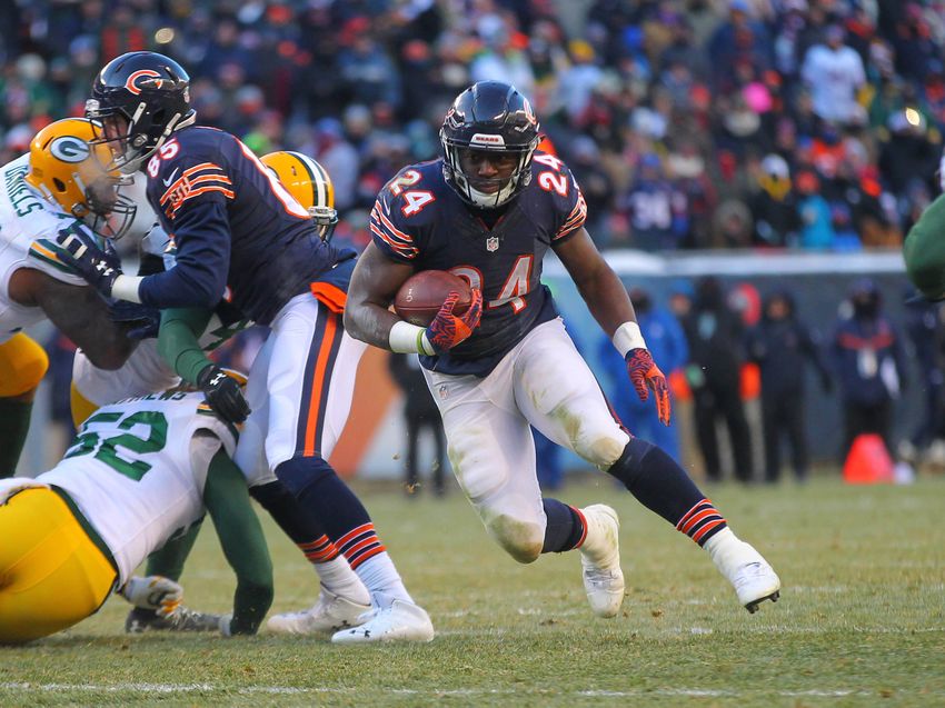 Dec 18, 2016; Chicago, IL, USA; Chicago Bears running back Jordan Howard (24) with the ball during the second half against the Green Bay Packers at Soldier Field. Green Bay won 30-27. Mandatory Credit: Dennis Wierzbicki-USA TODAY Sports