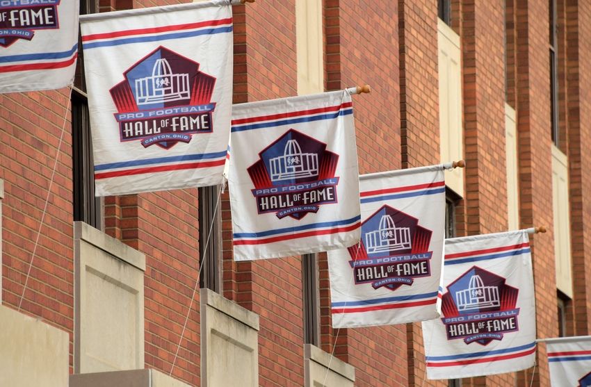 Aug 8, 2015; Canton, OH, USA; General view of banners on the AEP Ohio ... Aug 8, 2015; Canton, OH, USA; General view of banners on the AEP Ohio ...