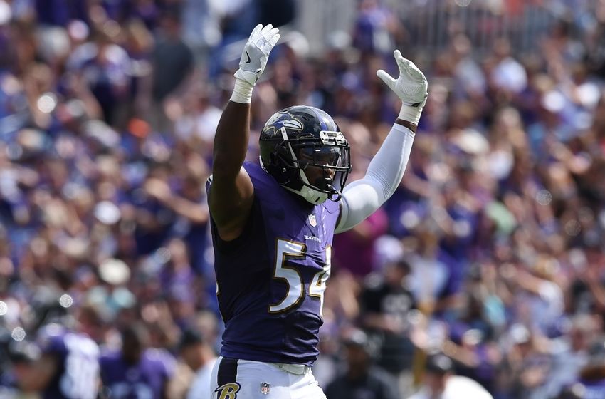 Sep 11, 2016; Baltimore, MD, USA; Baltimore Ravens linebacker Zach Orr (54) reacts after Buffalo Bills kicker Dan Carpenter (not pictured) missed a field goal during the third quarter at M&T Bank Stadium. The Ravens won 13-7. Mandatory Credit: Tommy Gilligan-USA TODAY Sports