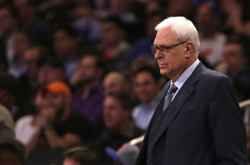Dec 16, 2015; New York, NY, USA; New York Knicks general manager Phil Jackson looks on during a stop in play against the Minnesota Timberwolves during the first half of an NBA basketball game at Madison Square Garden. Mandatory Credit: Adam Hunger-USA TODAY Sports