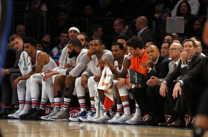Jan 2, 2017; New York, NY, USA; New York Knicks head coach Jeff Hornacek looks on with his team in the final seconds of the second half loss against the Orlando Magic at Madison Square Garden. Mandatory Credit: Adam Hunger-USA TODAY Sports