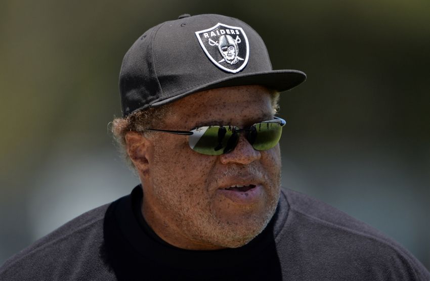 Jun 15, 2016; Alameda, CA, USA; Oakland Raiders general manager Reggie McKenzie at minicamp at the Raiders practice facility. Mandatory Credit: Kirby Lee-USA TODAY Sports