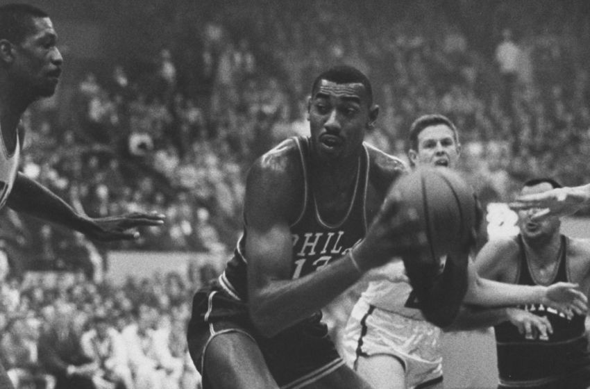 Basketball player Wilt Chamberlain (C) during game agaist the Celtics. (Photo by George Silk/The LIFE Picture Collection/Getty Images)