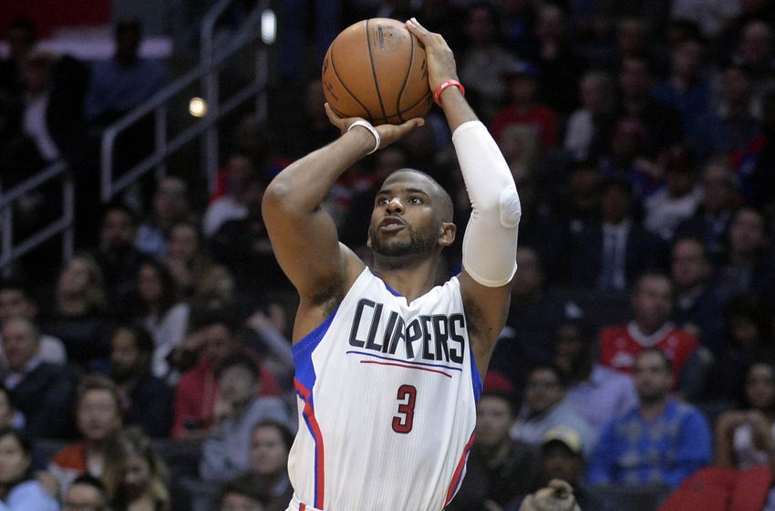 December 12, 2016; Los Angeles, CA, USA; Los Angeles Clippers guard Chris Paul (3) shoots against the Portland Trail Blazers during the second half at Staples Center. Mandatory Credit: Gary A. Vasquez-USA TODAY Sports