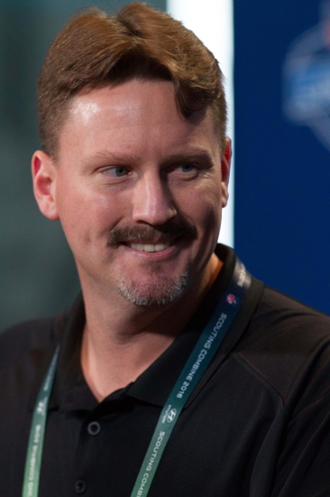 Feb 24, 2016; Indianapolis, IN, USA; New York Giants head coach Ben McAdoo speaks to the media during the 2016 NFL Scouting Combine at Lucas Oil Stadium. Mandatory Credit: Trevor Ruszkowski-USA TODAY Sports