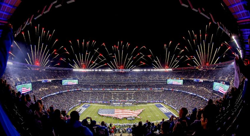 Nov 3, 2014; East Rutherford, NJ, USA; General view of MetLife Stadium prior to the start of Monday Night Football game between the New York Giants and the Indianapolis Colts. Mandatory Credit: Jim O
