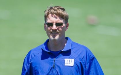 Jun 15, 2016; East Rutherford, NJ, USA; New York Giants head coach Ben McAdoo walks on the field during mini camp at Quest Diagnostics Training Center. Mandatory Credit: William Hauser-USA TODAY Sports