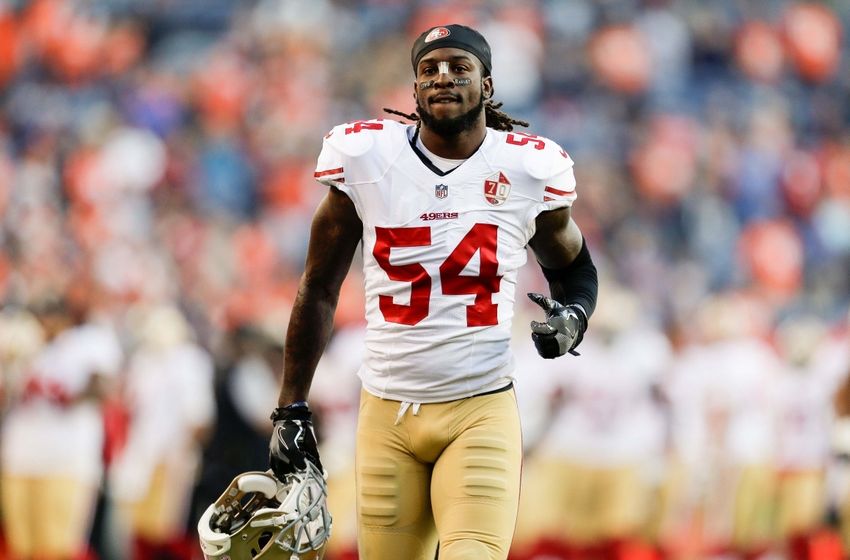Aug 20, 2016; Denver, CO, USA; San Francisco 49ers outside linebacker Ray-Ray Armstrong (54) prior to the game against the Denver Broncos at Sports Authority Field at Mile High. Mandatory Credit: Isaiah J. Downing-USA TODAY Sports