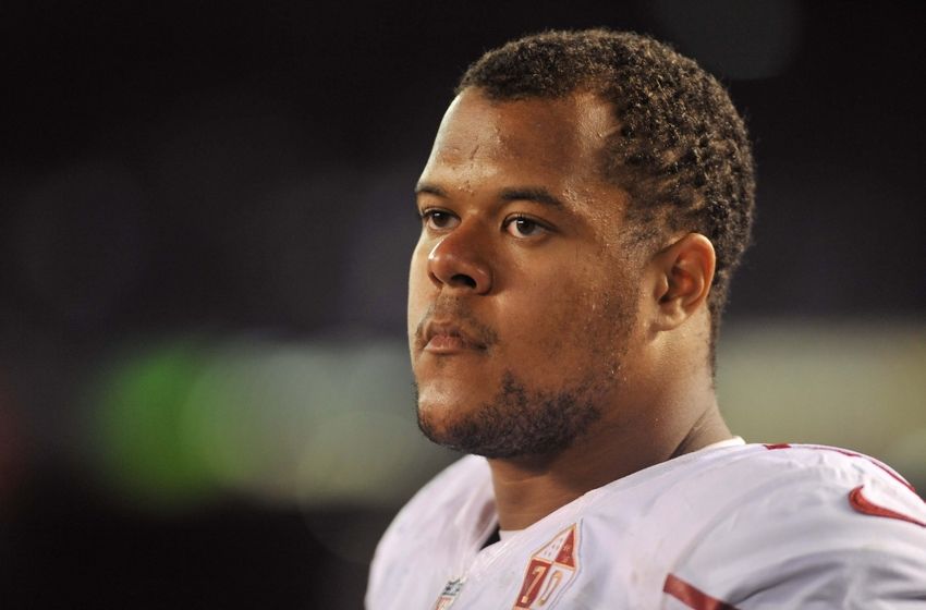 Sep 1, 2016; San Diego, CA, USA; 49ers offensive guard Joshua Garnett (65) looks on from the sideline during the second half of the game against the San Diego Chargers at Qualcomm Stadium. San Francisco won 31-21. Mandatory Credit: Orlando Ramirez-USA TODAY Sports
