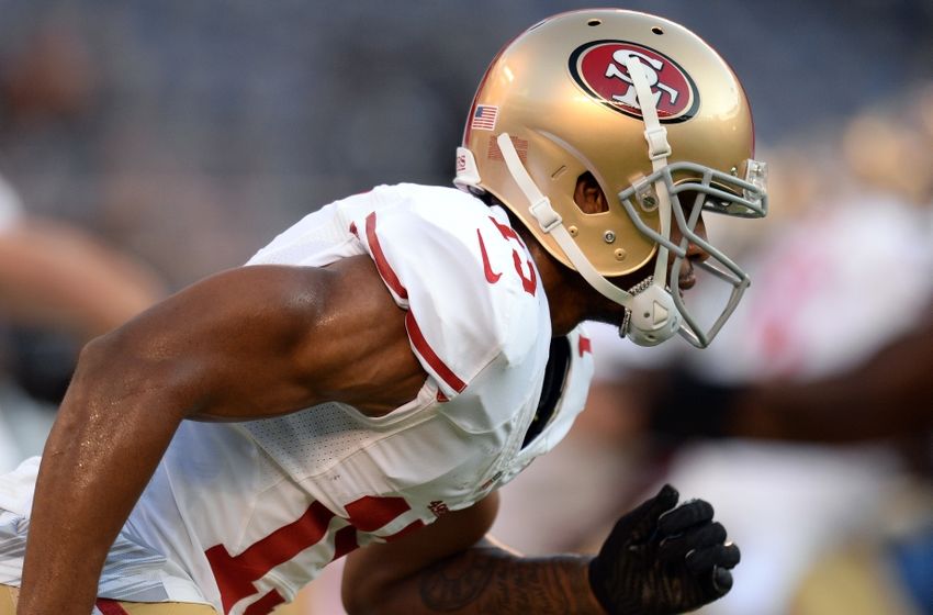 Sep 1, 2016; San Diego, CA, USA; 49ers wide receiver Aaron Burbridge (13) runs a route before the game against the San Diego Chargers at Qualcomm Stadium. Mandatory Credit: Jake Roth-USA TODAY Sports